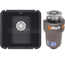 Комплект Мойка Granula 3801, шварц + Измельчитель Bort Titan Max Power