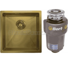 Комплект Мойка Granula 4445U, золото сатин + Измельчитель Bort Titan Max Power