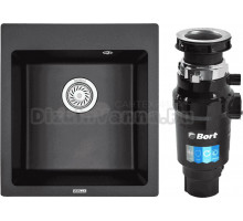 Комплект Мойка Granula 4651, черный + Измельчитель Bort Master Eco 91275752