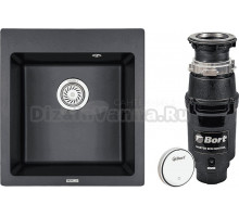 Комплект Мойка Granula 4651, шварц + Измельчитель Bort Master Eco Control