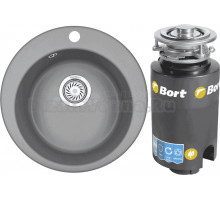 Комплект Мойка Granula 4801, алюминиум + Измельчитель Bort Titan 4000