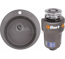 Комплект Мойка Granula 4801, графит + Измельчитель Bort Titan 5000