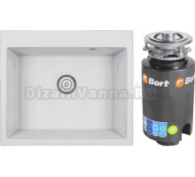 Комплект Мойка Granula 6001, арктик + Измельчитель Bort Titan 4000