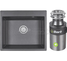 Комплект Мойка Granula 6001, графит + Измельчитель Bort Titan 4000 Plus