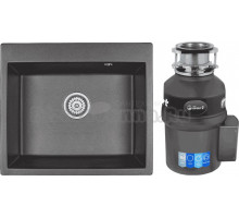 Комплект Мойка Granula 6001, черный + Измельчитель Bort Titan Extra