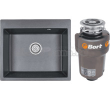 Комплект Мойка Granula 6001, шварц + Измельчитель Bort Titan Max Power