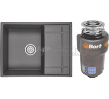 Комплект Мойка Granula 6501, графит + Измельчитель Bort Titan Max Power