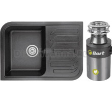 Комплект Мойка Granula 7001, черный + Измельчитель Bort Titan 4000 Control
