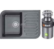 Комплект Мойка Granula 7001, шварц + Измельчитель Bort Titan 4000 Plus