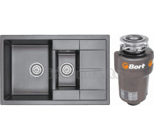 Комплект Мойка Granula 7802, черный + Измельчитель Bort Titan Max Power FullControl