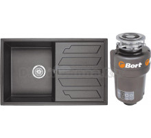 Комплект Мойка Granula 8002, черный + Измельчитель Bort Titan 5000 Control