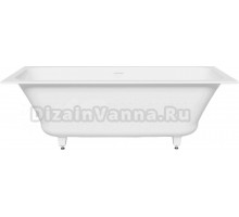 Ванна из искусственного камня Salini Orlanda Kit Axis S-Stone 170x75 см, встраиваемая, матовая белая, на ножках, с донным клапаном
