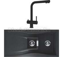 Комплект Мойка Schock Waterfall 60D (D-150) Cristadur магма + Смеситель Cristadur Vitus full colour магма