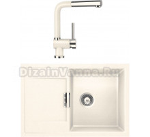 Комплект Мойка Schock Eton 50D Cristadur магнолия + Смеситель Cristadur Piega-D выдвижной излив, магнолия