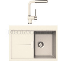 Комплект Мойка Schock Horizont 40D Small (D-100S) Cristadur магнолия + Смеситель Cristadur Piega-D выдвижной излив, магнолия