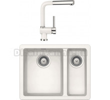 Комплект Мойка Schock Soho 60 Plus (N-150) Cristadur магнолия + Смеситель Cristadur Piega-D выдвижной излив, магнолия