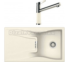 Комплект Мойка Schock Waterfall 45D (D-100) Cristadur магнолия, интегрированная + Смеситель Cristadur SC-510 магнолия