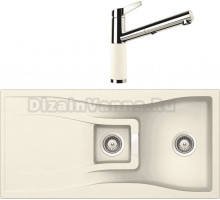 Комплект Мойка Schock Waterfall 60D (D-150) Cristadur магнолия + Смеситель Cristadur SC-510-D выдвижной излив, магнолия