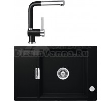 Комплект Мойка Schock Eton 60D Small Cristadur пуро + Смеситель Cristadur Piega-D выдвижной излив, пуро