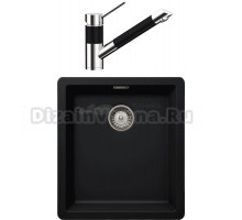 Комплект Мойка Schock Greenwich 700895 45 Cristadur пуро + Смеситель Cristadur SC-200-D выдвижной излив, пуро