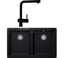 Комплект Мойка Schock Greenwich 80-2 Cristadur пуро + Смеситель Cristadur Epos-D full color выдвижной излив, пуро