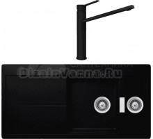 Комплект Мойка Schock Horizont 60D (D-150) Cristadur пуро + Смеситель Cristadur Papilio пуро