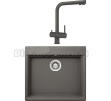 Комплект Мойка Schock Galaxy 60 (N-100) Cristadur серебристый камень + Смеситель Cristadur Vitus full colour серебристый камень