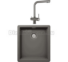 Комплект Мойка Schock Greenwich 700975 45 Cristadur серебристый камень + Смеситель Cristadur Vitus серебристый камень