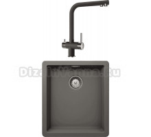 Комплект Мойка Schock Greenwich 700975U 45 Cristadur серебристый камень + Смеситель Cristadur Wellus New серебристый камень