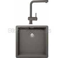 Комплект Мойка Schock Greenwich 50 Cristadur серебристый камень + Смеситель Cristadur Epos full color серебристый камень