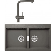 Комплект Мойка Schock Horizont 90 (N-200) Cristadur серебристый камень + Смеситель Cristadur Epos full color серебристый камень