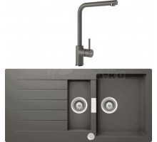 Комплект Мойка Schock Signus 60D (D-150) Cristadur серебристый камень + Смеситель Cristadur Napos серебристый камень