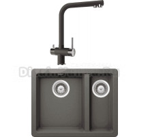 Комплект Мойка Schock Soho 60 Plus (N-150) Cristadur серебристый камень + Смеситель Cristadur Wellus New серебристый камень