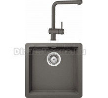 Комплект Мойка Schock Soho 700984U 50 (N-100S) Cristadur серебристый камень + Смеситель Cristadur Epos full color серебристый камень