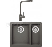 Комплект Мойка Schock Soho 700986U 60 Plus (N-150) Cristadur серебристый камень + Смеситель Cristadur Napos серебристый камень