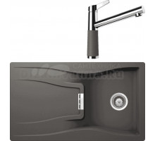 Комплект Мойка Schock Waterfall 45D (D-100) Cristadur серебристый камень + Смеситель Cristadur SC-510 серебристый камень