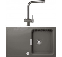 Комплект Мойка Schock Wembley 50D Cristadur серебристый камень + Смеситель Cristadur Vitus серебристый камень