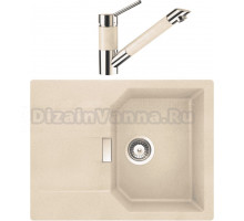 Комплект Мойка Schock Manhattan 45D Cristalite эверест + Смеситель Cristalite SC-200-D выдвижной излив, эверест