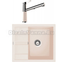 Комплект Мойка Schock Optima 45D Cristalite эверест + Смеситель Cristalite SC-510-D выдвижной излив, эверест