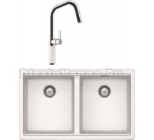 Комплект Мойка Schock Greenwich 701067U 80-2 Cristadur поларис + Смеситель Cristadur SC-530-D выдвижной излив, поларис