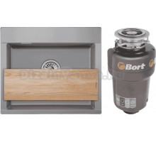 Комплект Мойка Granula Estetica 5804, алюминиум + Измельчитель Bort Titan 5000