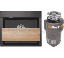 Комплект Мойка Granula Estetica 5804, черный + Измельчитель Bort Titan Max Power
