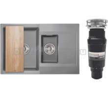 Комплект Мойка Granula Estetica 7808, алюминиум + Измельчитель Bone Crusher BC 910-SL-Slim Line