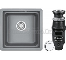 Комплект Мойка Granula Kitchen Space 4501U, алюминиум + Измельчитель Bort Master Eco Control