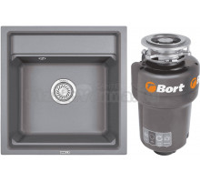 Комплект Мойка Granula Kitchen Space 5002, алюминиум + Измельчитель Bort Titan 5000
