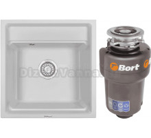 Комплект Мойка Granula Kitchen Space 5002, арктик + Измельчитель Bort Titan 5000 Control