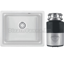 Комплект Мойка Granula Kitchen Space 5501U, арктик + Измельчитель Status Premium 100