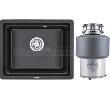 Комплект Мойка Granula Kitchen Space 5501U, черный + Измельчитель Status Premium 200