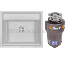 Комплект Мойка Granula Kitchen Space 6003, арктик + Измельчитель Bort Titan Max Power