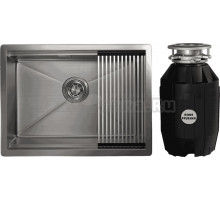 Комплект Мойка Granula Kitchen Space 6045U, сталь сатин + Измельчитель Bone Crusher BC 810-AS